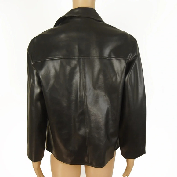 Vintage 50s 60s Japan Mod Black Nylon Faux Leather Jacket - Picture 4 of 7